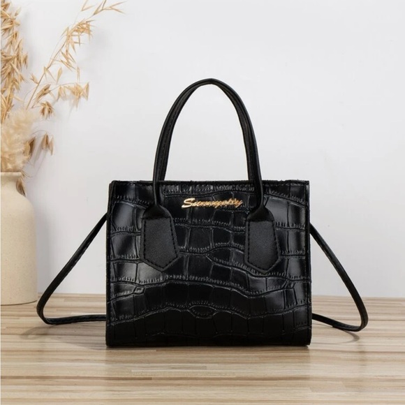 Handbags - ⚠️Clearance Black Crocodile Print Mini Crossbody Handle Bag